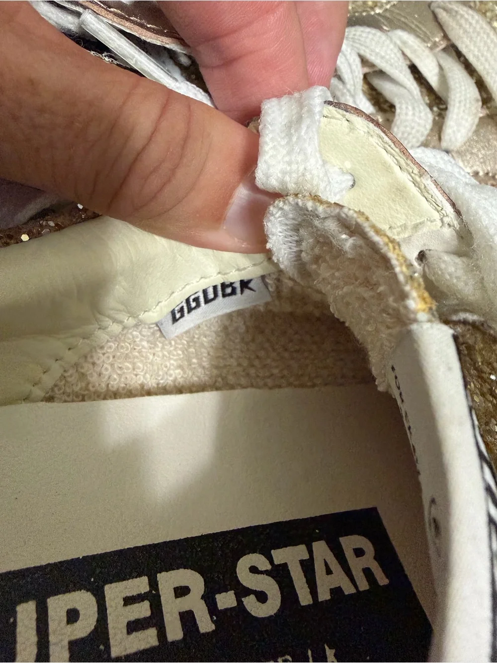 Golden Goose Super Star Gold Glitter Low-Top Sneaker size 8.5